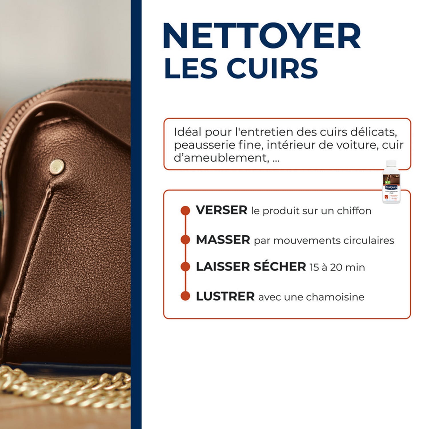 Lotion nettoyante sans rinçage pour cuirs délicats Starwax