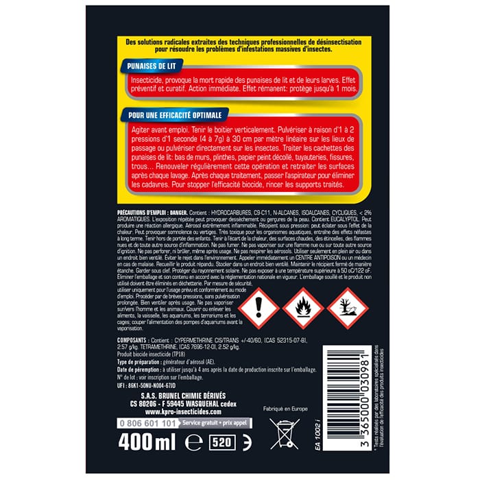 Aérosol foudroyant punaises de lit Kapo 400ml