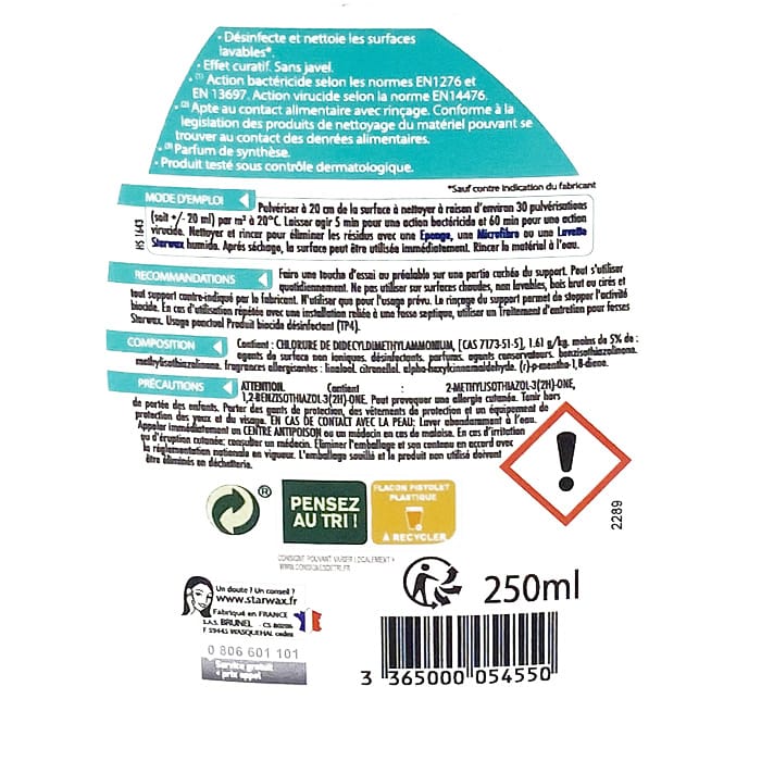 Spray désinfectant multi-surfaces Starwax 250ml