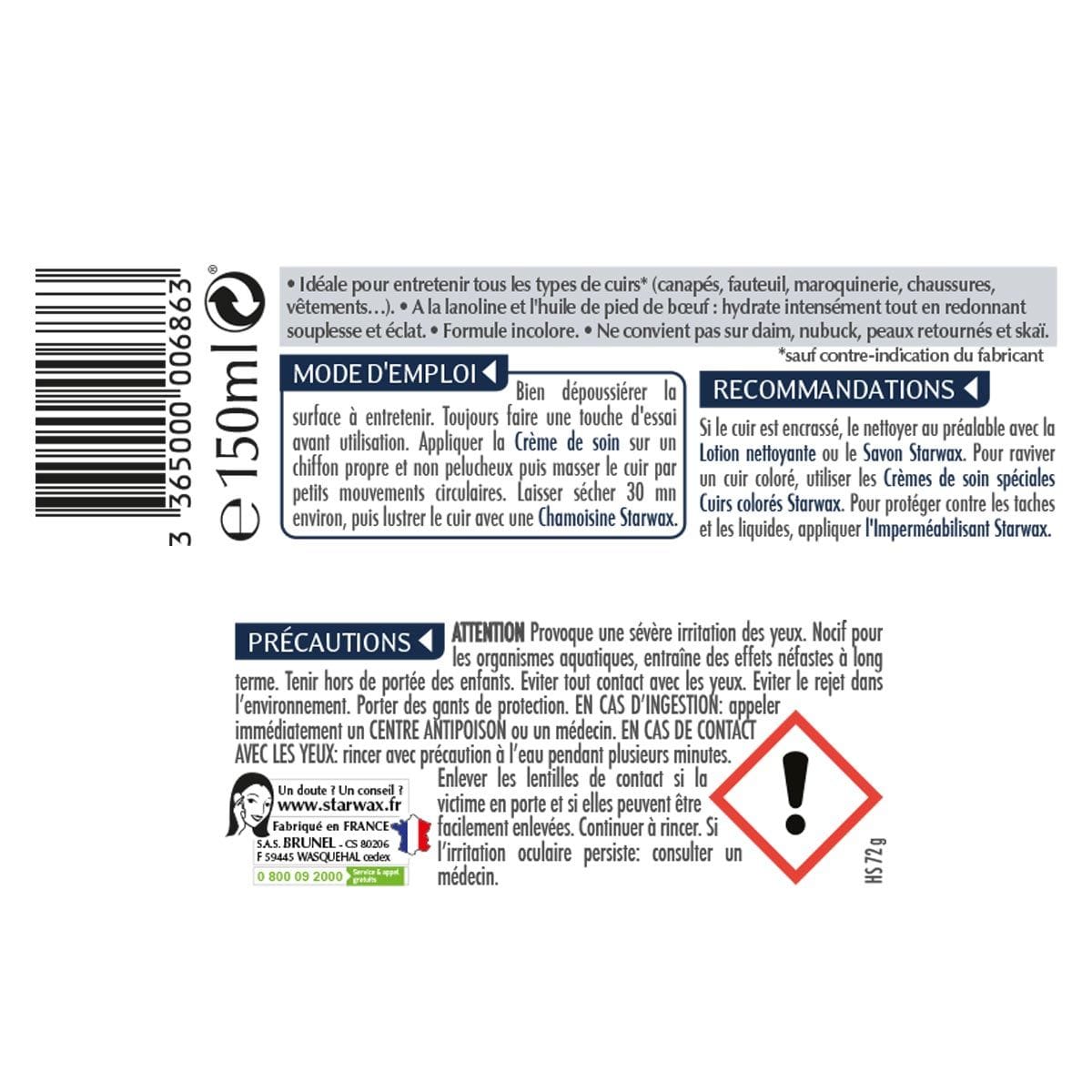 Crème soin incolore cuir Starwax 150ml – Image 2