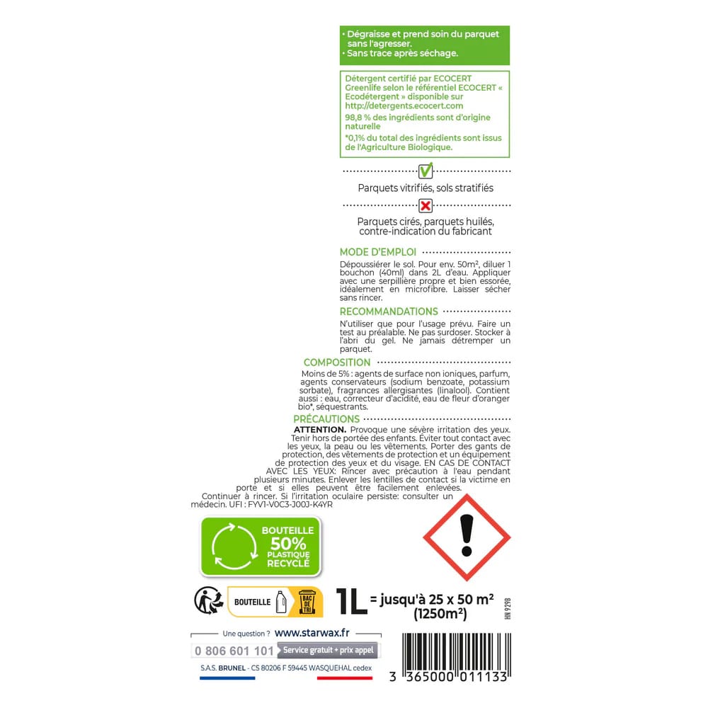 Nettoyant concentré parquets et sols stratifiés Starwax