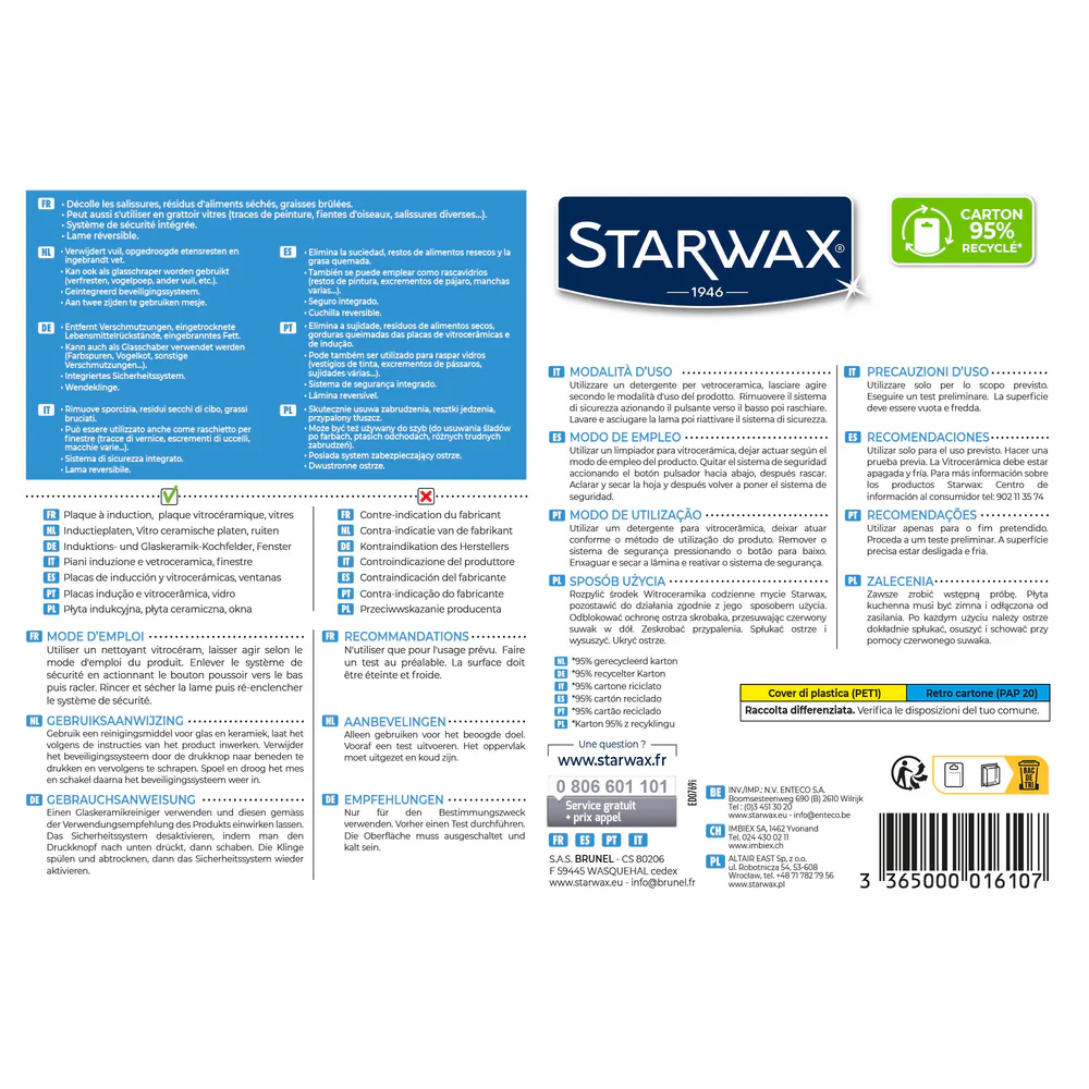 Racloir induction et vitro Starwax