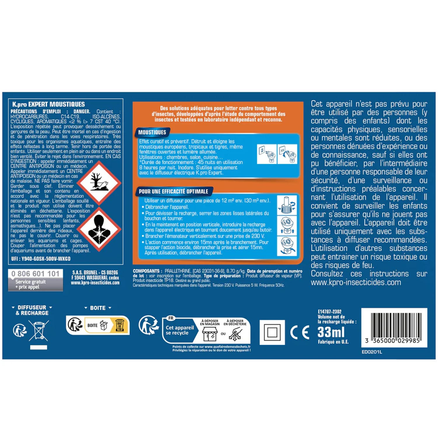 Diffuseur électrique + recharge anti-moustiques K.pro Expert